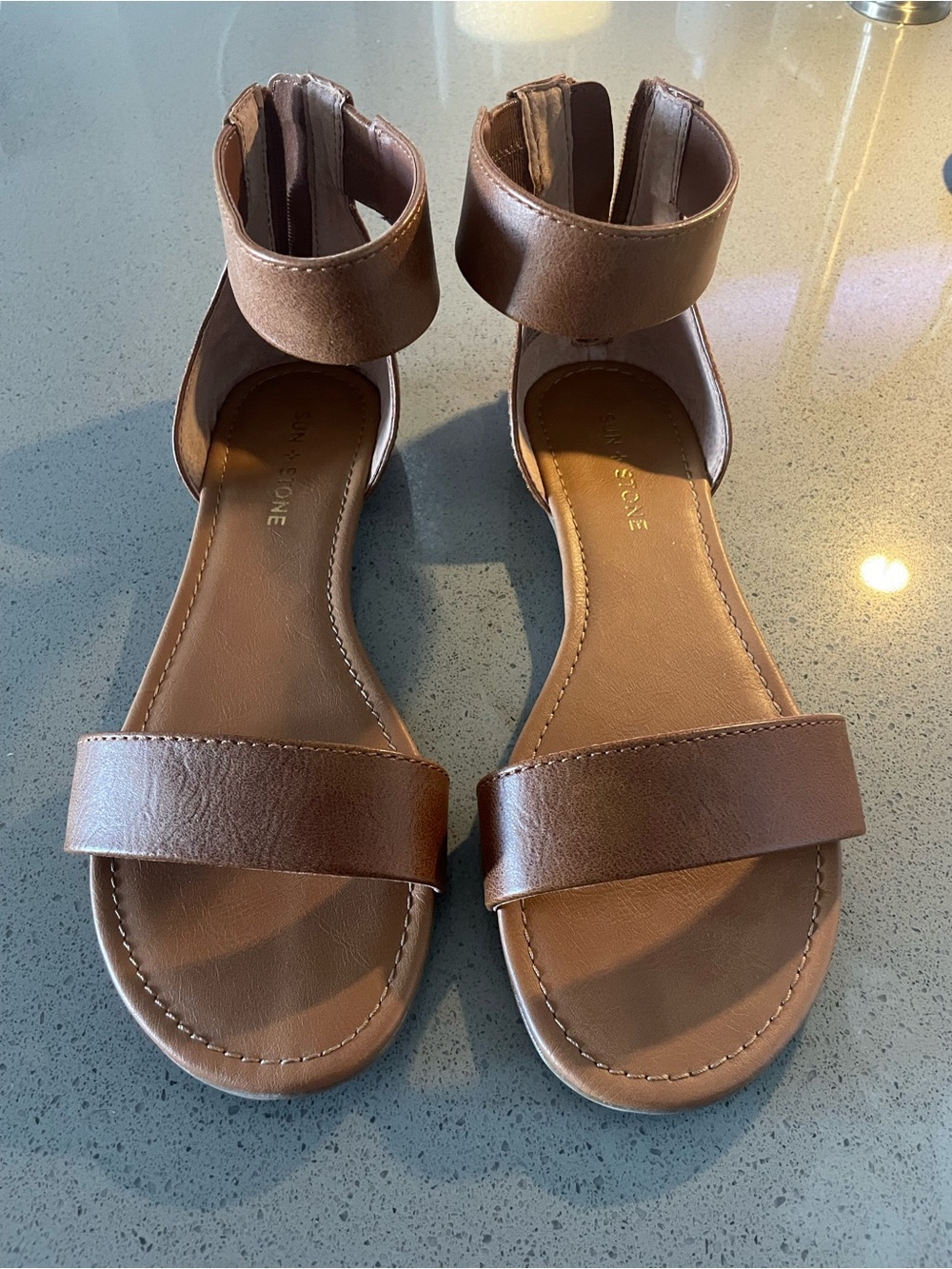 Steve Madden Brown Ankle-Strap Flat Sandals
